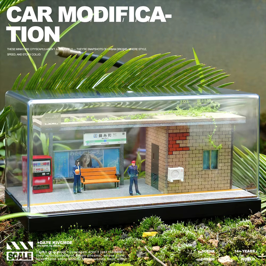 KICARMOD Open-Air Tram Waiting Station, Diecast Model Car Park Model Scene, 1:64, ab 14 Jahren - Bild 2