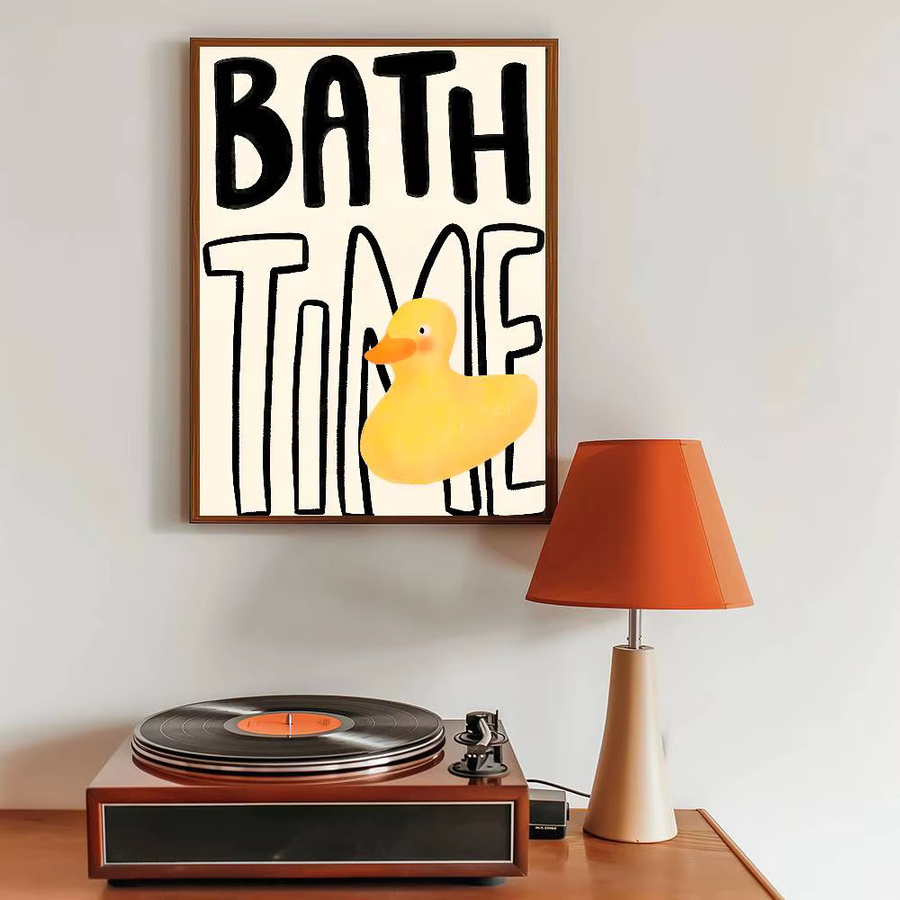 Selbstklebendes Wandposter mit lustiger Badezimmer-Gummi-Ente und Zitat, Mehrfarbig, B: 15 cm, H: 15 cm - Bild 4