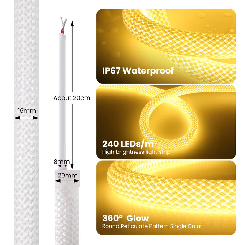 GAHADA LED Neon Flex Silikonband, Natural White, Dimmbar, 360 Grad Rund, 240 LEDs, Wasserdicht - Bild 3