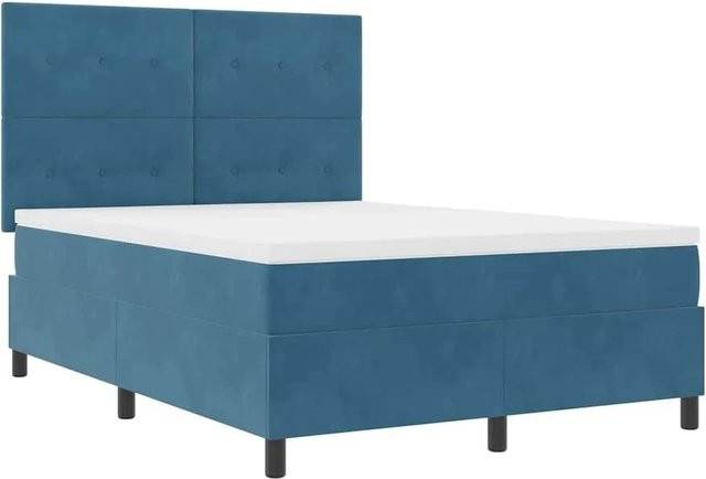 vidaXL LED Boxspringbett mit Matratze in Dunkelblau, Stoff, B/T/H: 140 x 200 x 28 cm - Bild 1