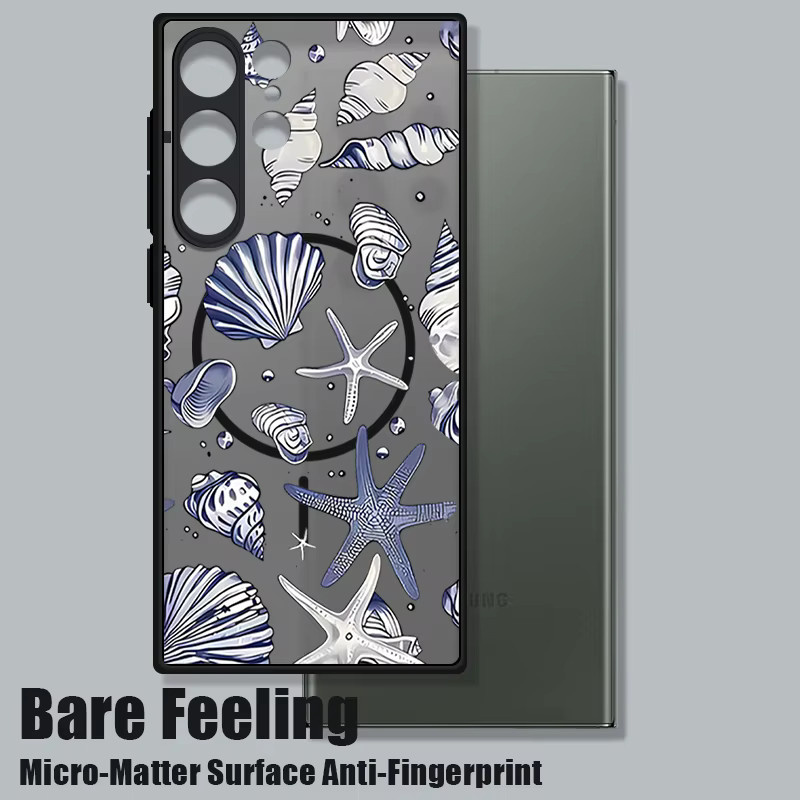 Magnetische Handyhülle mit Hai-Schalen-Muster für Samsung Galaxy S24, Matte PC-Rückseite, Schwarz/Mehrfarbig - Bild 2