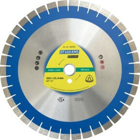 Klingspor DT 600KMS Diamanttrennscheibe für Stein, Durchmesser: 350 mm, Breite: 3 mm, Bohrung: 25,4 mm, 38 Segmente mit Kurzverzahnung, Mehrfarbig - Bild 1