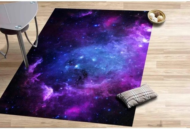 HGHT Galaxy Sternenhimmel Teppich mit Muster in Lila, rutschfest und waschbar, B/B: 80 x 120 cm - Bild 1