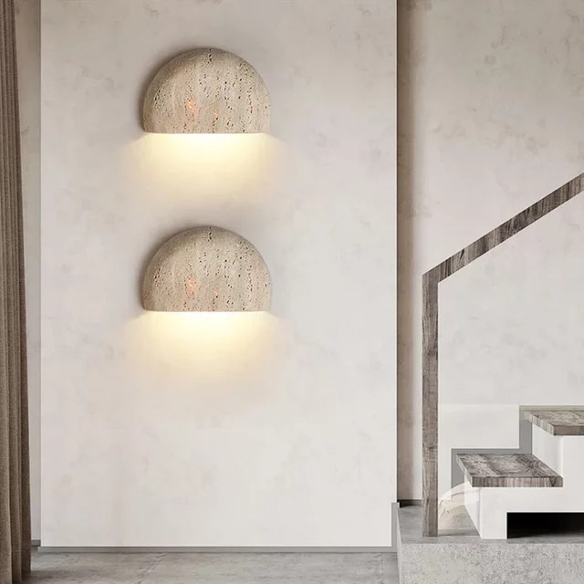 JIANKEXING Halbkreisförmige Naturstein LED Wandleuchte mit integriertem LED für Wohnzimmer Schlafzimmer und Treppenhaus - Bild 1