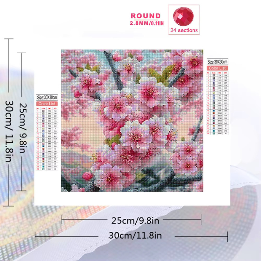 Momoart DIY Diamant-Stickerei Blumenbild mit runden Steinen für dein Kunsthandwerk B/B/B: 20 x 20 x 20 cm - Bild 2