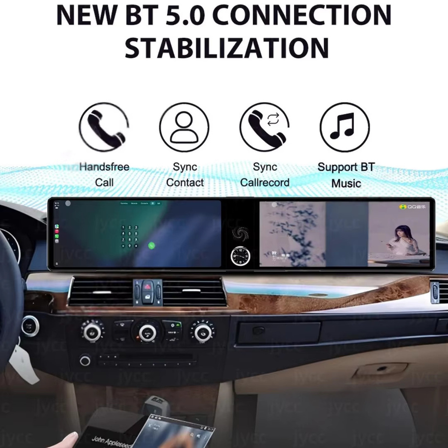 YANFU Android 13 Multimedia Player für BMW 5er E60 2003-2010 mit 12,3 Zoll Dual QLED Touchscreen, Navigation und Audio Stereo, Schwarz - Bild 4