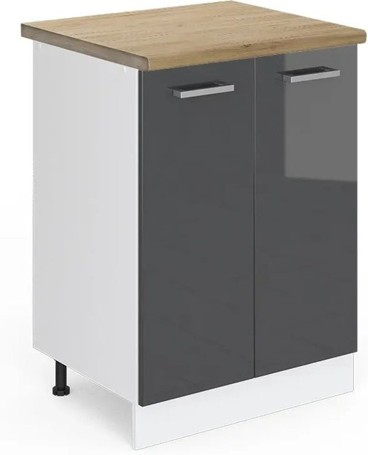 Vicco Küchenunterschrank R-Line in Anthrazit Hochglanz und Weiß mit Eiche-Optik, B/T/H: 60 x 60 x 81,6 cm - Bild 1