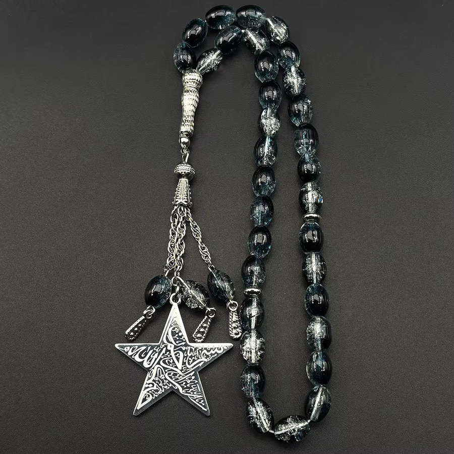 JYTF Auto-Anhänger Edelstahl, Silber, Glas-Gebetsperlen, Unisex - Bild 2