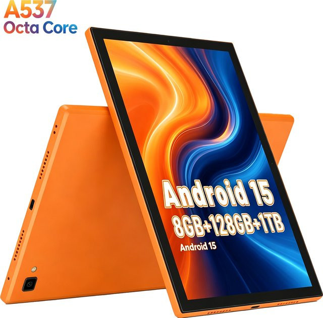 Paitanry Tablet Android 15 mit Octa-Core A537, 8GB RAM, 128GB ROM, 5000mAh Akku, 8.0 Zoll IPS HD Display, Orange, WLAN und GPS - Bild 1