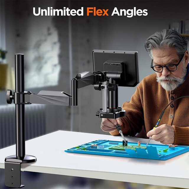 Elikliv EM4K-AF flex Digitalmikroskop mit 10.1 Zoll Autofokus und 4K HDMI für Elektronik- und Telefonreparaturen in Schwarz - Bild 1