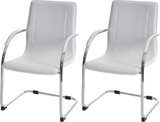 CHEFGASTRO Esszimmerstuhl Sammy 2er-Set Freischwinger in Weiß mit Kunstleder und Stahlgestell, B/T/H: 56 x 56 x 93 cm, Sitzhöhe: 47 cm - Bild 1