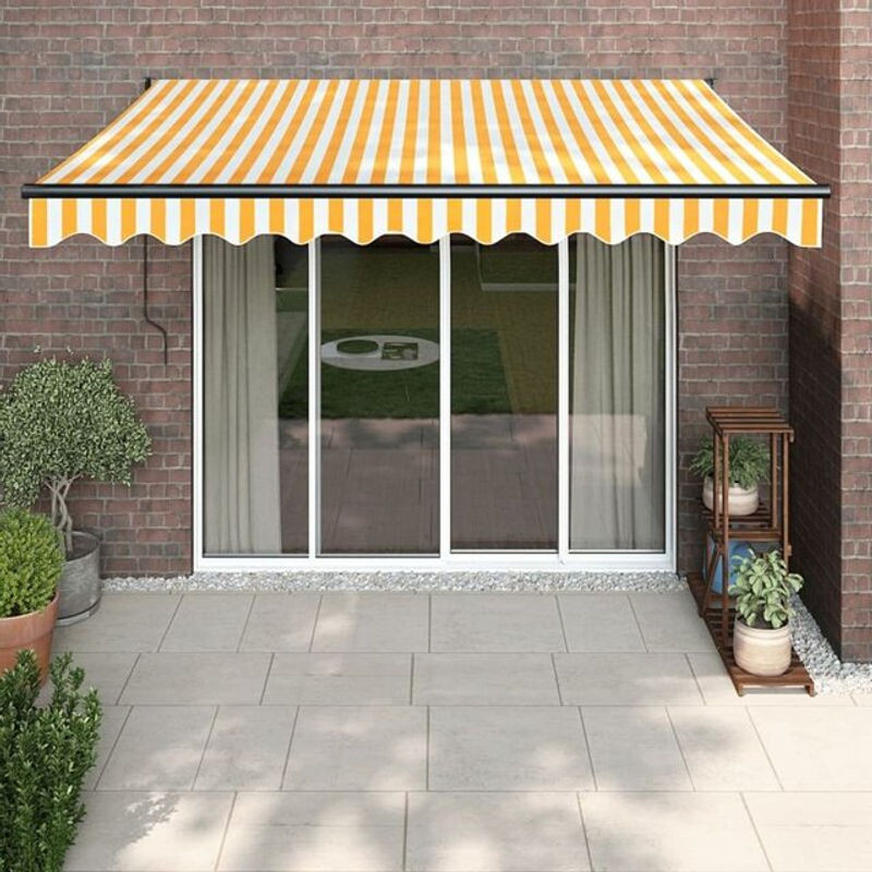Elektrische Markise aus Polyester von vidaxl in Gelb und Weiß, B: 300 cm, T: 250 cm - Bild 1