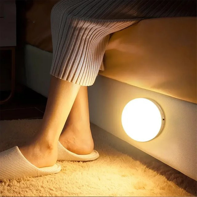 XIWANGFIRE LED Nachtlicht mit Bewegungssensor, USB aufladbare Nachtlampe mit magnetischer Basis, weiß, rund - Bild 1