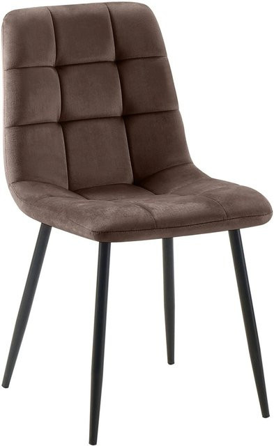 DELUKE Esszimmerstuhl FIGAD in Braun mit Samtbezug und Steppmuster, B/T/H: 45 x 55 x 84 cm - Bild 1