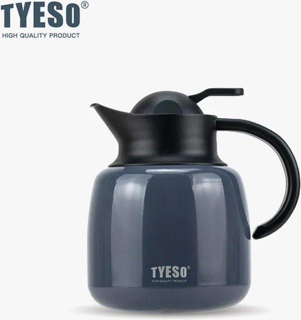 Tyeso Thermoskanne in Kürbisform aus Edelstahl mit Tee-Infuser, Grau, 600 ml - Bild 1