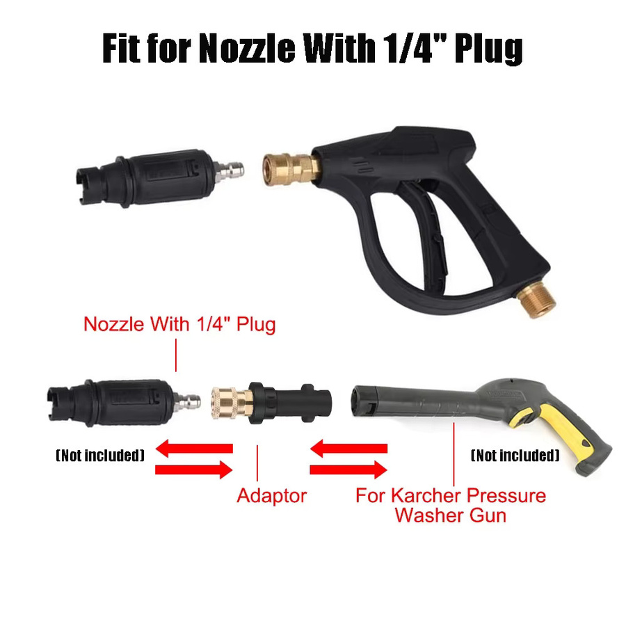 Hochdruckreiniger-Adapter-Set mit 1/4 Zoll Schnellverbindungsdüsen für Kärcher K2 bis K7, rote Autowaschpistole für Gartenbewässerung, 3000 PSI - Bild 3