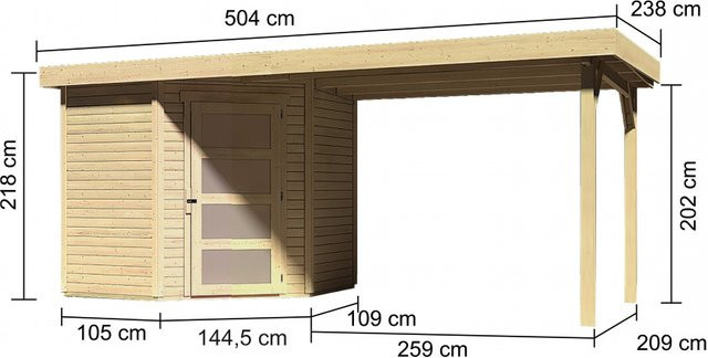Karibu Gartenhaus Schwandorf 3 aus Holz in Beige mit Flachdach - Bild 4