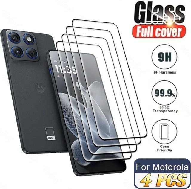 4er-Pack Motorola Edge 70 Displayschutzfolie aus gehärtetem Glas, Full Cover Schutzfolie, transparent - Bild 1
