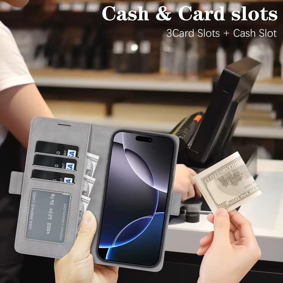 Apple 2-in-1 Magnetische Ledertasche Magsafe Wallet Kartenhalter und Handyhülle für iPhone in Grün - Bild 3