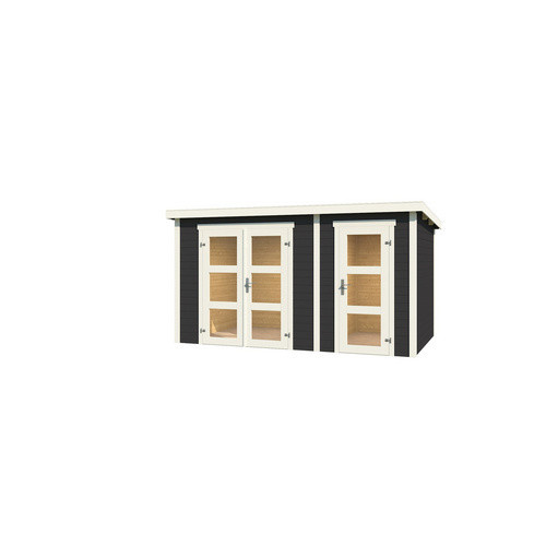 Lasita Gartenhaus Zambezi XL aus Holz mit Flachdach in Carbongrau, B/T/H: 380 x 240 x 210,9 cm - Bild 3