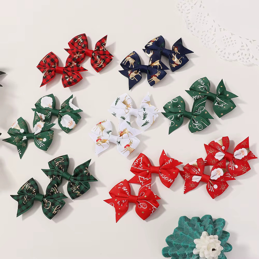 Kids Bows Haar Clips für Kinder, 6er Set, Weihnachten Motive - Bild 4