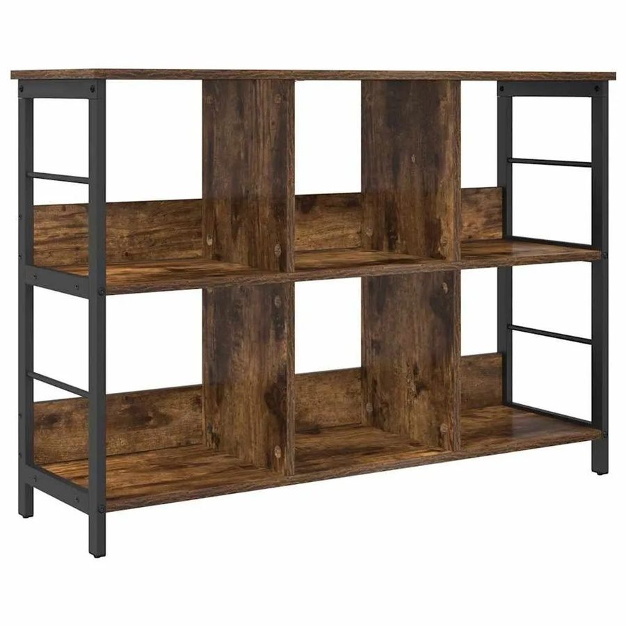 vidaXL Bücherregal im Industriestil aus Holzwerkstoff und Stahl, Farbe Brauneiche, B/T/H: 102 x 32 x 72,5 cm - Bild 2