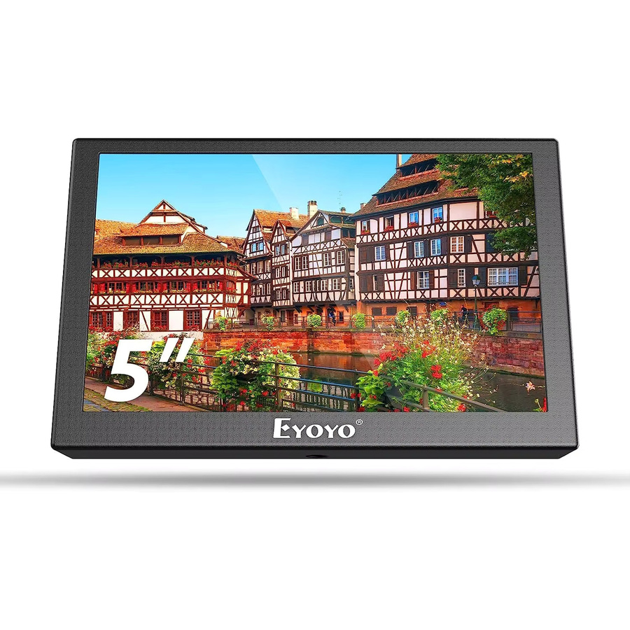 Eyoyo 5-Zoll Mini-LCD-Monitor in Schwarz mit HD-TFT-Bildschirm, 800 x 480 Auflösung, 140 Grad Weitwinkel und integriertem Lautsprecher sowie HDMI, VGA und AV Videoeingang - Bild 7