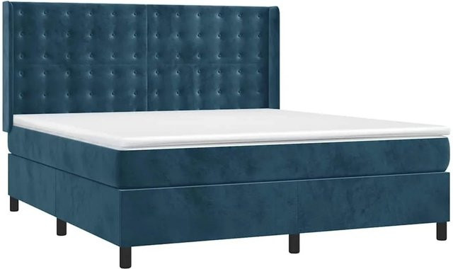 vidaXL Boxspringbett mit Matratze aus Samt in Dunkelblau, B/T: 160 x 200 cm - Bild 1