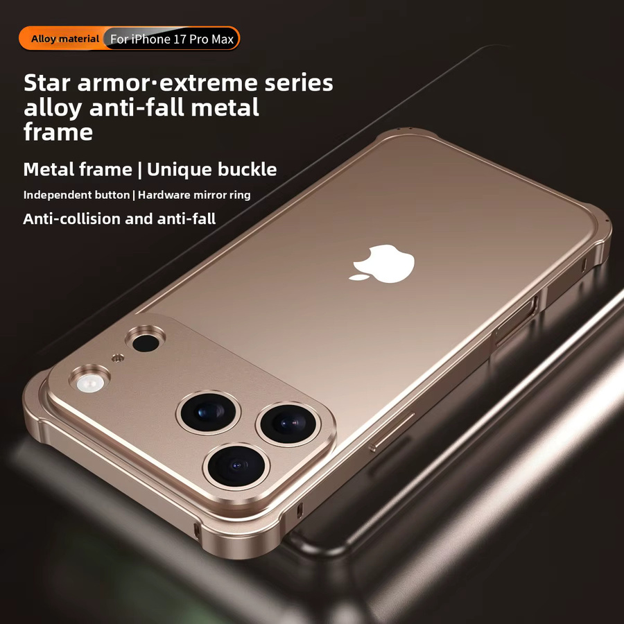Aluminium-Hartschalen-Schutzhülle mit Linsenschutzabdeckung für iPhone 17 Air Pro Max in Schwarz - Bild 4
