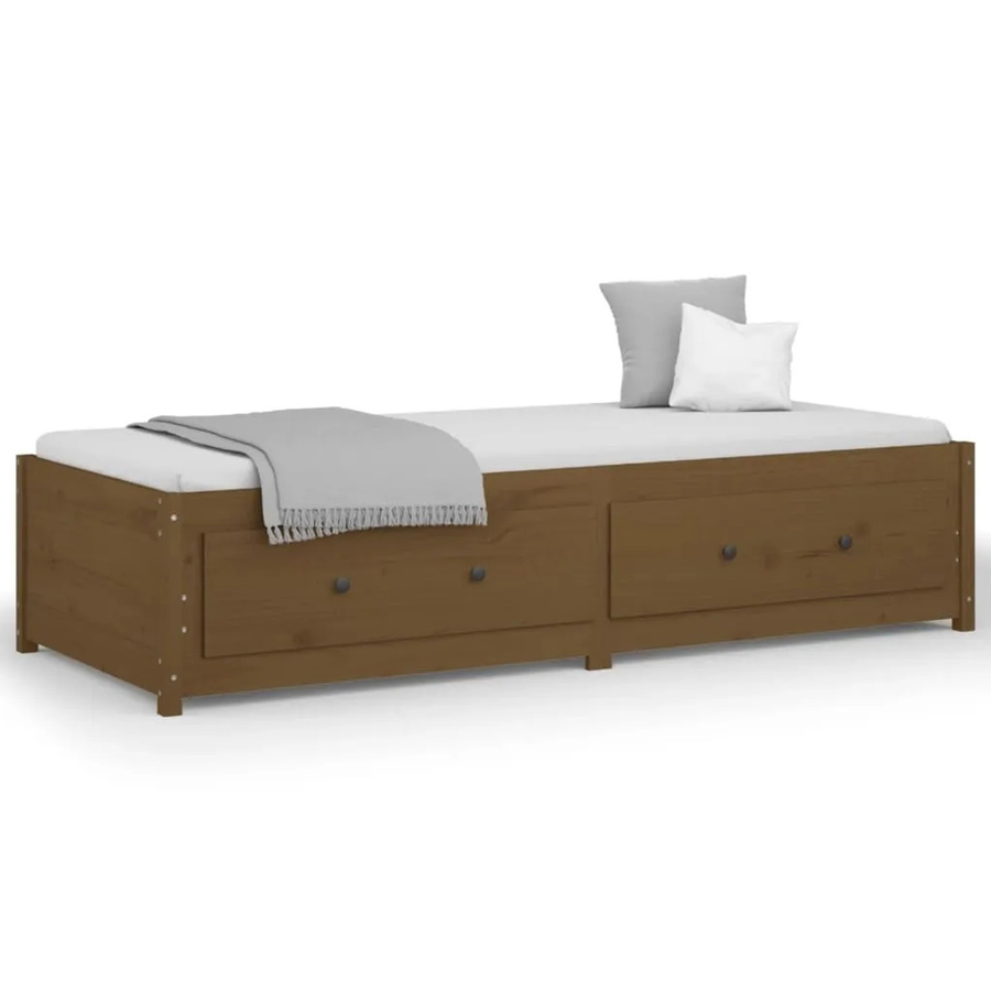 vidaXL Tagesbett aus massivem Kiefernholz in Braun mit Schublade und Schlaffunktion, B/T/H: 80 x 200 cm - Bild 2