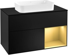 Villeroy & Boch Finion Waschtischunterschrank mit Abdeckplatte, Blau Lacquer, Breite: 100 cm, Tiefe: 50,1 cm - Bild 1
