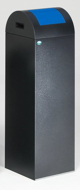 PROREGAL Selbstlöschender Wertstoffsammler Rund mit Einwurfklappe aus verzinktem Stahl, Grau Blau, H x B x T: 104,5 x 32 x 32 cm - Bild 1