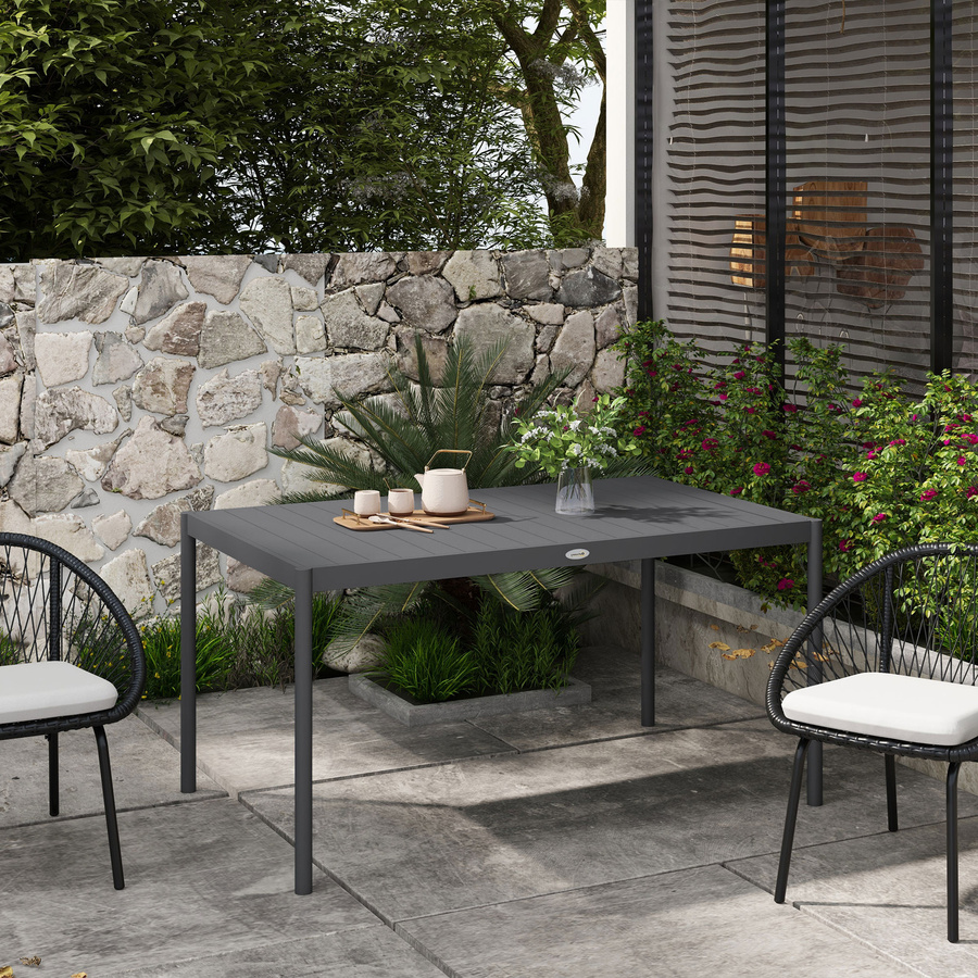 Outsunny Gartentisch für 6 Personen aus Aluminium in Anthrazit Dunkelgrau B/T/H: 145 x 90 x 74 cm - Bild 2