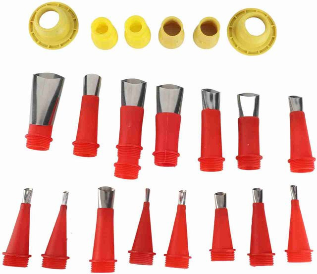 GoolRC Abdichtungs-Werkzeugset aus Edelstahl mit 16 Applikator-Düsen und 6 Verbindungsbasen in Rot - Bild 1