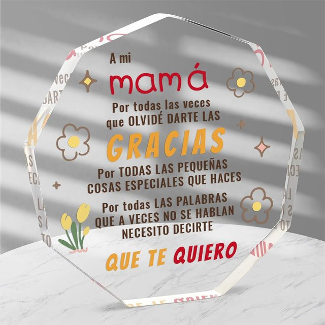 Personalisierte Acryl-Plakette von CIFBUY als Geschenk für Mama mit floralem Design in Weiß und Transparent - Bild 1