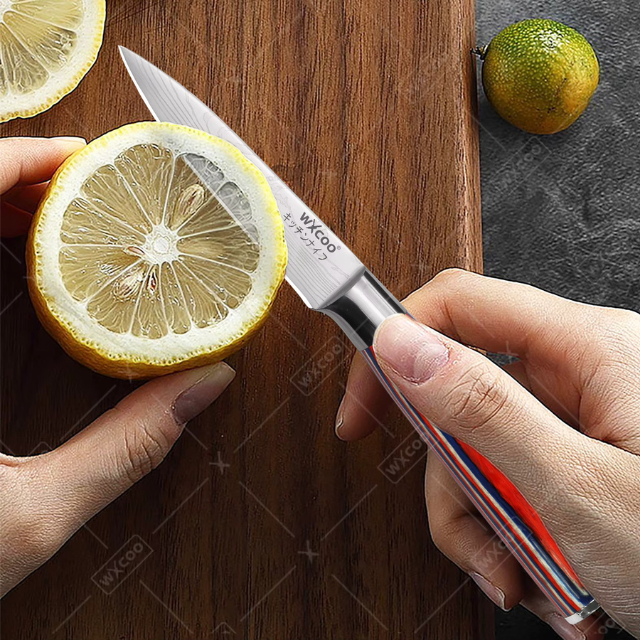 WXCOO Damaststahl Küchenmesser Allzweckmesser 3,5 Zoll zum Schneiden von Obst und Gemüse - Bild 3
