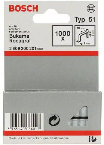 Bosch Flachdrahtklammern Typ 51, Farbe Weiß, B: 10 mm, H: 8 mm - Bild 1