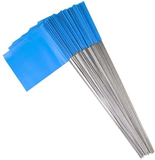 100 Stück Markierungsfahnen aus PVC in Blau, wasserdicht und lichtecht für den Garten und Rasen - Bild 1