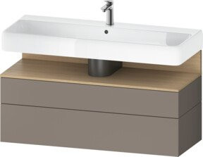 Duravit Waschtischunterschrank Qatego Wandmontage in Weiß und Grau Matt mit 1 Schrank und 1 Auszug, B/T/H: 119 x 47 x 59 cm - Bild 1