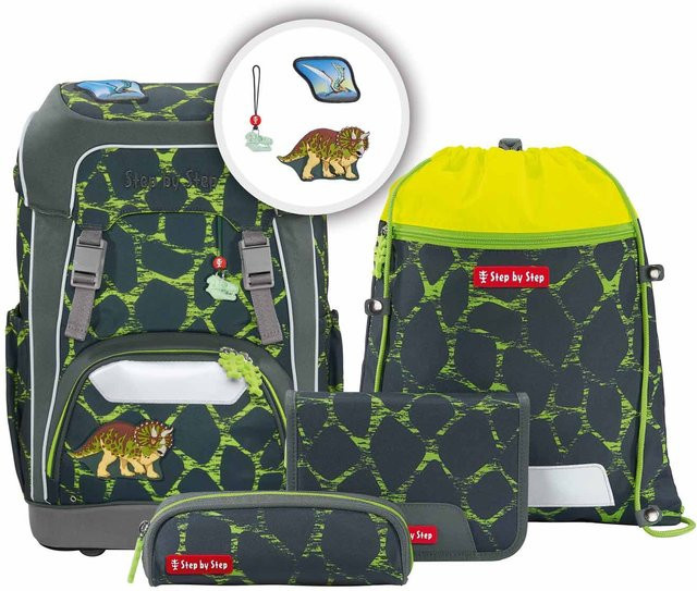 Step by Step GIANT Schulranzen-Set 5-teilig Dino Tres in Grün und Multicolour - Bild 1