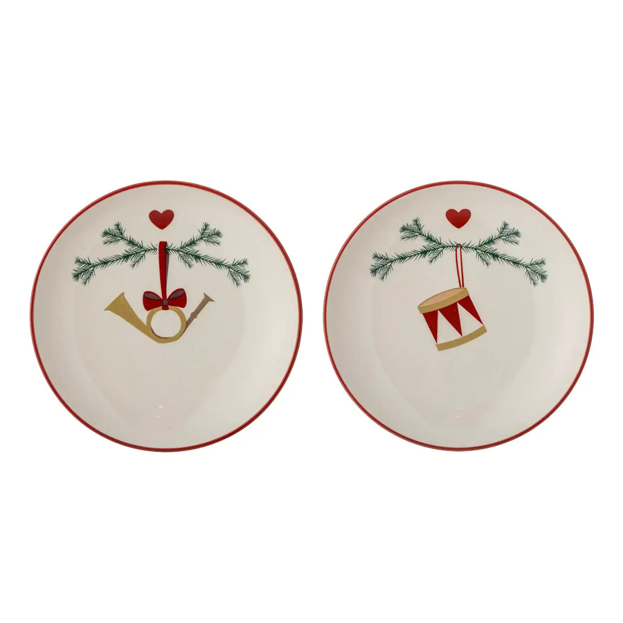 Bloomingville Yule Steingut-Teller beige, 2er-Set, Durchmesser: 16 cm - Bild 1