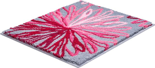 Rutschhemmende Badematte mit Grafikdesign in Pink, Grau und Multicolour aus 100% Polyacryl, rechteckig und für Fußbodenheizung geeignet - Bild 1