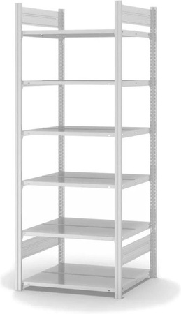 PROREGAL Aktenregal Stecksystem T-Profil Grundregal in Lichtgrau mit 6 Ebenen, H x B x T: 200 x 75 x 60 cm