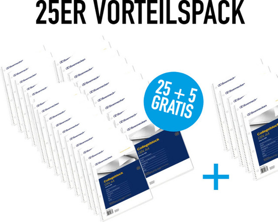 Soennecken Collegeblock DIN A4 liniert, 30 Stück, weiß