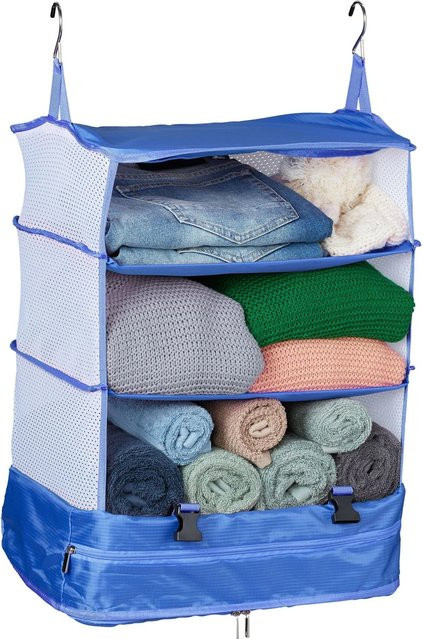 Relaxdays Gepäck-Organizer aus Polyester mit 4 Fächern in Blau, B/T/H: 55 x 44 x 30 cm - Bild 1