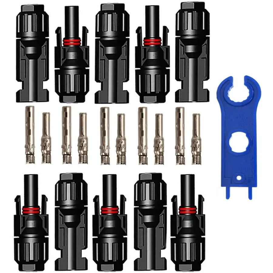 AOKIN Solar PV Stecker Set mit 5 Paaren Anschlüssen und 2 Schraubenschlüsseln, Wasserdicht, Schwarz - Bild 6