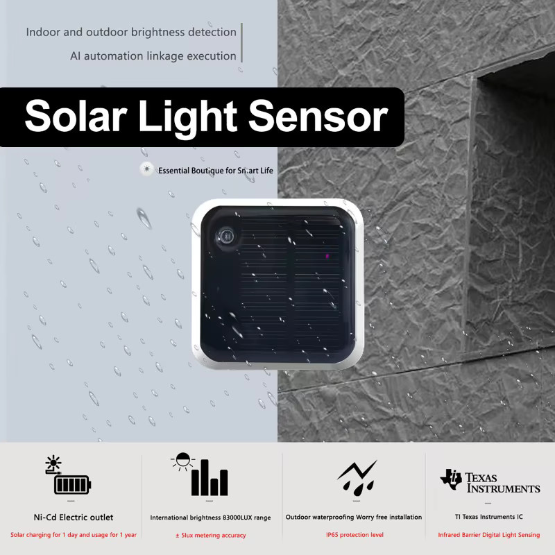 Luxuglow Tuya Zigbee Solarlichtsensor in Weiß, IP65 wasserdichter Helligkeitsdetektor für den Außenbereich mit Echtzeit-Luminanzüberwachung - Bild 2