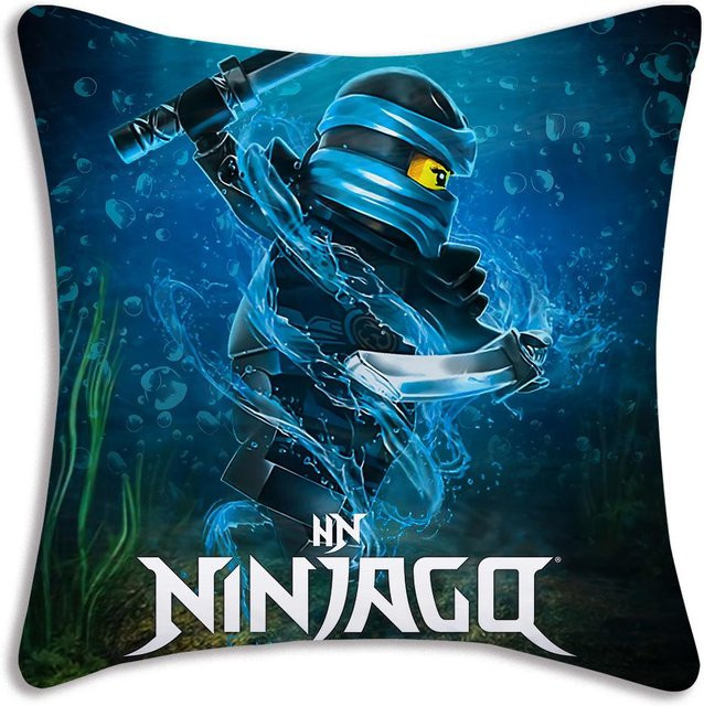 Ninjago Kissenbezug von ZX Blanket in Blau mit Cartoon-Print, kurzplüschig, B/B: 50 x 50 cm - Bild 1