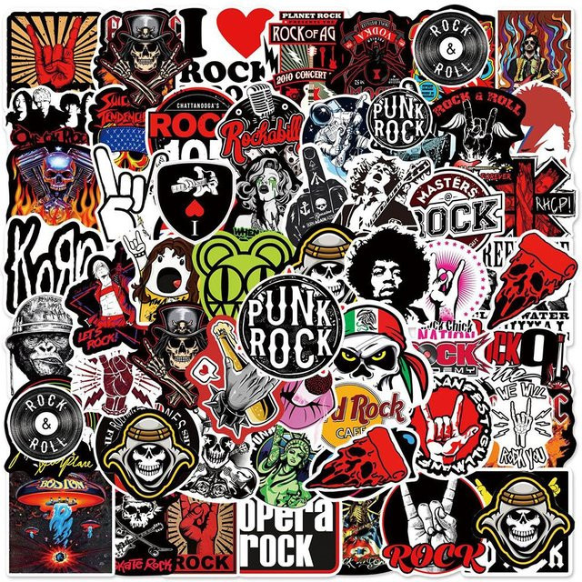 104 Stück Rockband Musik und Punk Graffiti Aufkleber Set von Binchi Outdoor Product in Multicolour für Skateboard, Laptop, Telefon und Auto - Bild 1