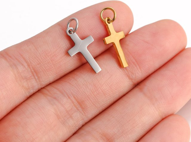Hello Fairy Kreuz Anhänger Charms, Edelstahl, 5 Teile/los - Bild 1